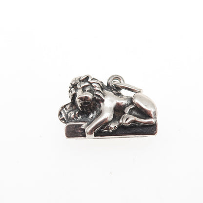 800 Silver Antique Art Deco Lion Monument in Lucerne Oxidized Mini Charm Pendant