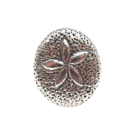 925 Sterling Silver Vintage Italy Sand Dollar Oxidized Ring Size 6.25