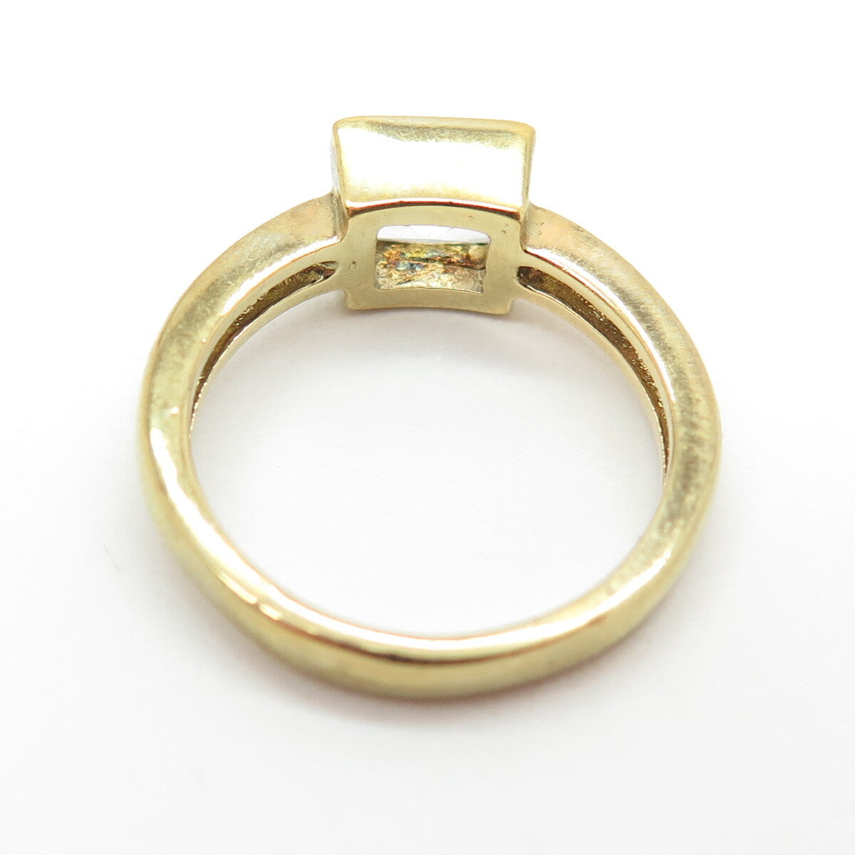925 Sterling Silver Gold Plated Princess-Cut Shaped C Z Ring Size 6