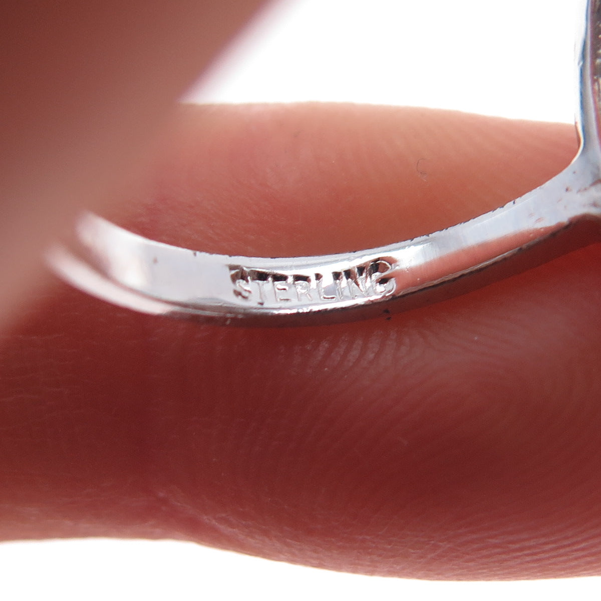 925 Sterling Silver Vintage Real Round-Cut Diamond Letter S Ring Size 6.75