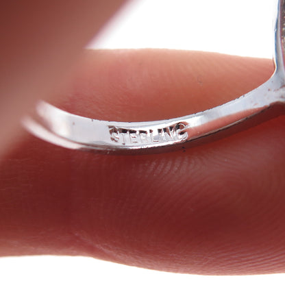 925 Sterling Silver Vintage Real Round-Cut Diamond Letter S Ring Size 6.75