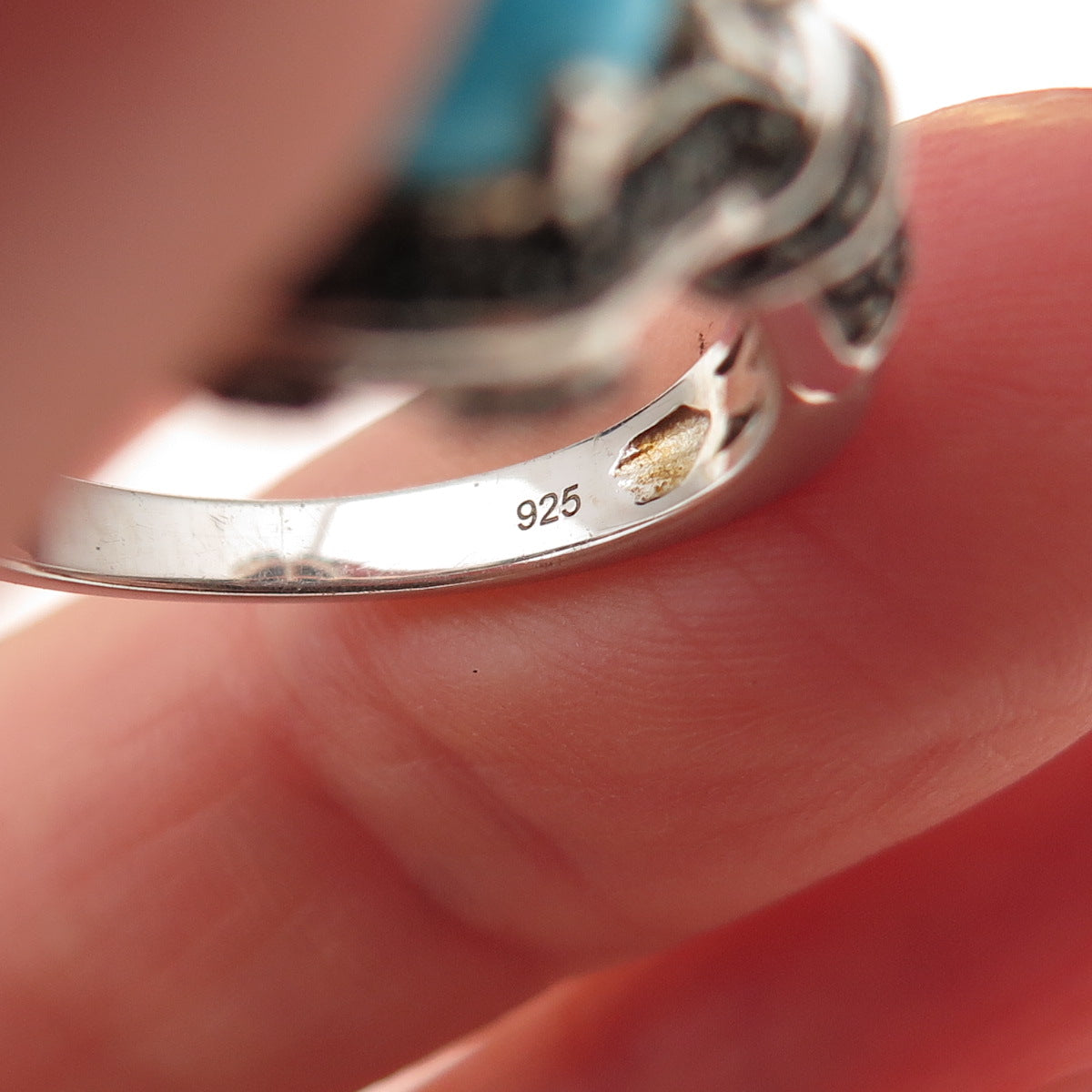 Chuck Clemency 925 Sterling Silver Real Turquoise & Black Spinel Ring Size 8