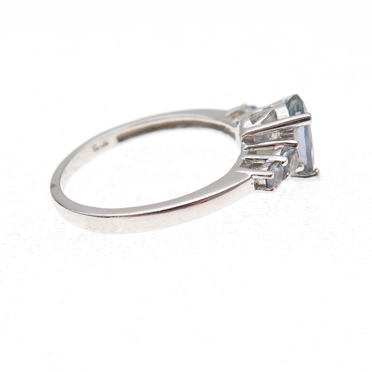Chuck Clemency 925 Sterling Silver Real Oval & Round-Cut Iolite Ring Size 8