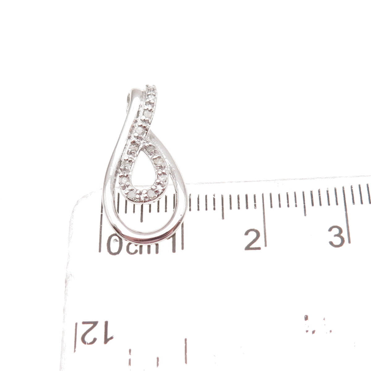 925 Sterling Silver Real Round-Cut Diamond Infinity Mini Charm Pendant