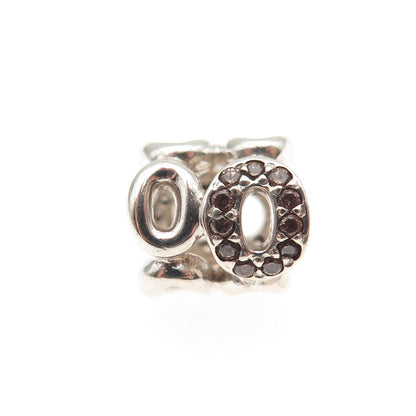 PANDORA 925 Sterling Silver Smoky C Z Circle of Friends Slide Bead Charm