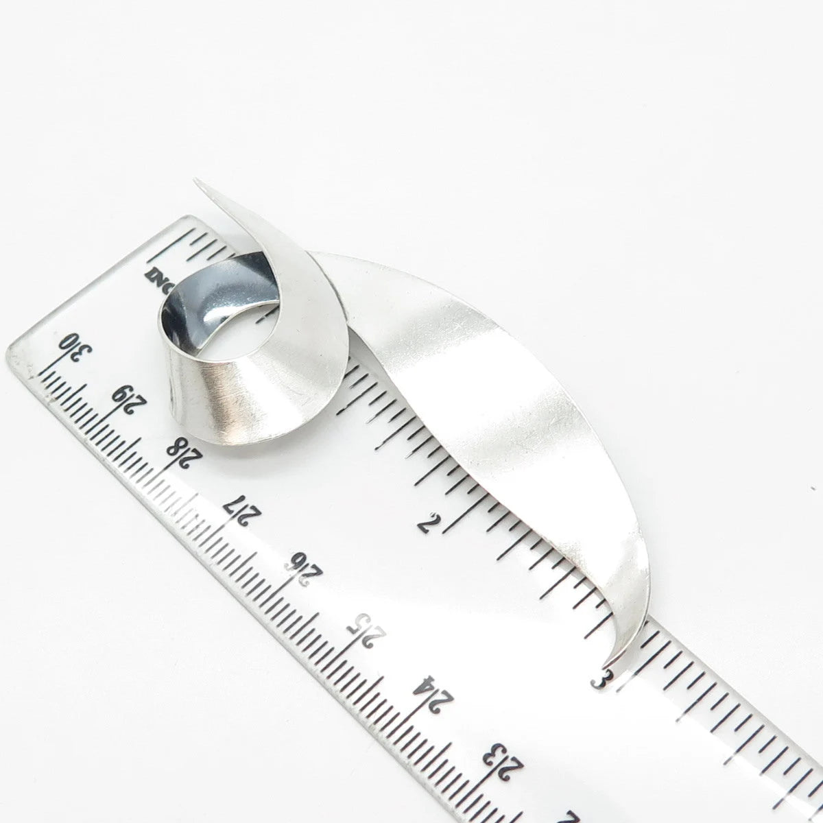 925 Sterling Silver Vintage Jewelart Leaf Modernist Pin Brooch
