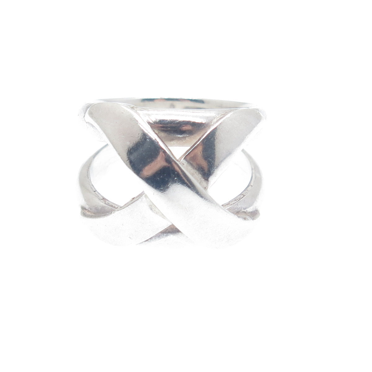 950 Silver Vintage Crossover Wide Ring Size 6.25