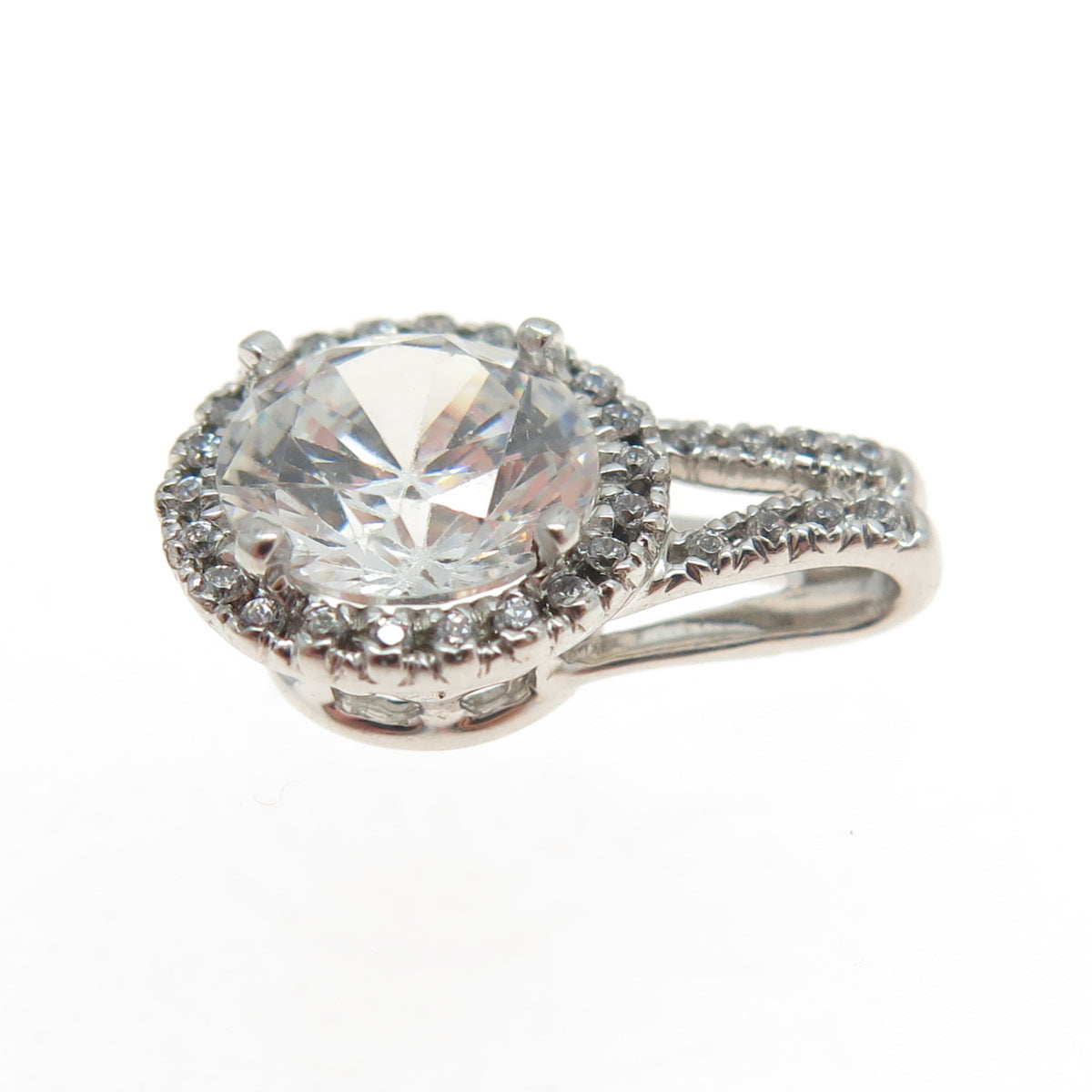 925 Sterling Silver Round-Cut C Z Sparkle Minimalist Pendant