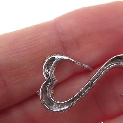 925 Sterling Silver Open Heart Box Chain Necklace 18"
