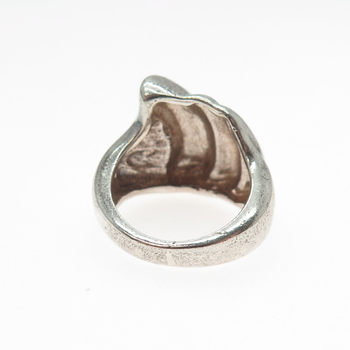 925 Sterling Silver Vintage Modernist Flame Oxidized Ring Size 6.25
