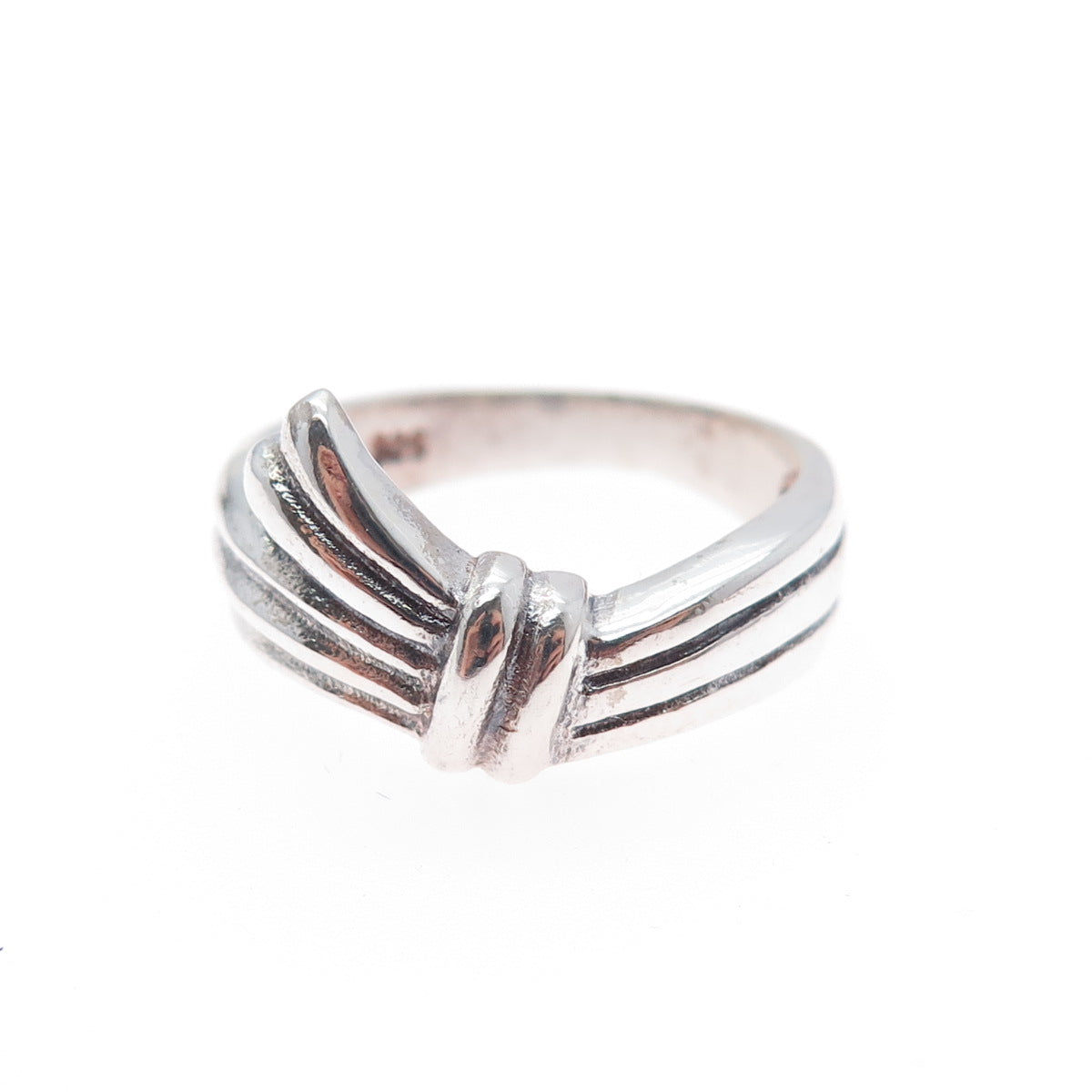 925 Sterling Silver Vintage Modernist Oxidized Ring Size 6.25