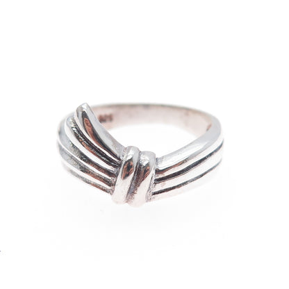 925 Sterling Silver Vintage Modernist Oxidized Ring Size 6.25