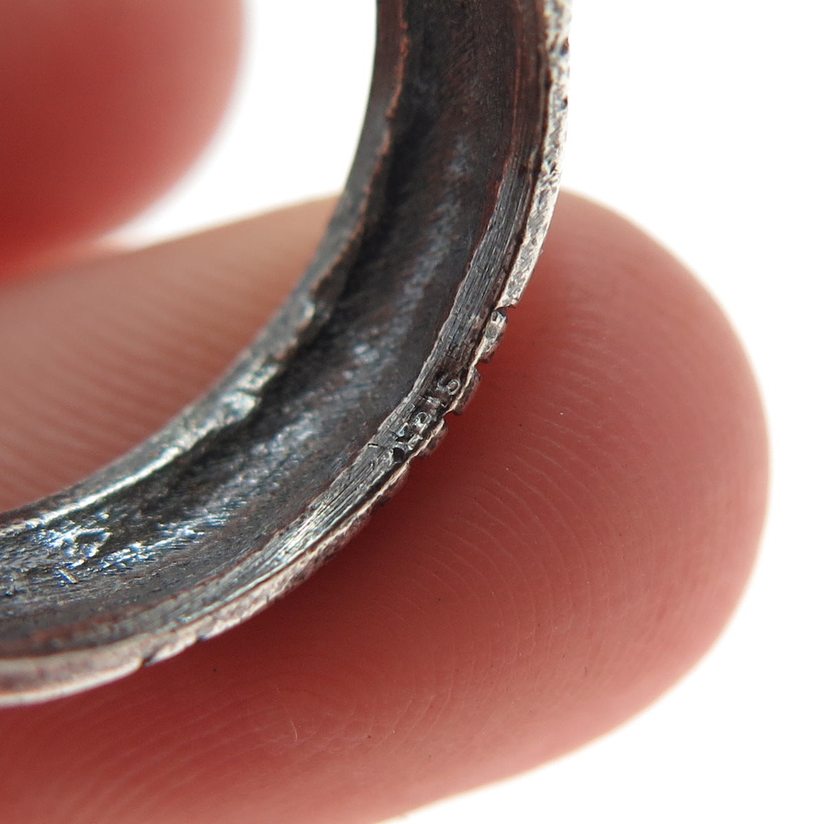 925 Sterling Silver Vintage Runic Symbol Oxidized Band Ring Size 6