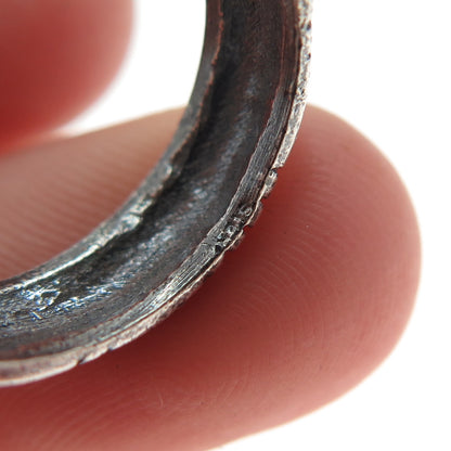 925 Sterling Silver Vintage Runic Symbol Oxidized Band Ring Size 6
