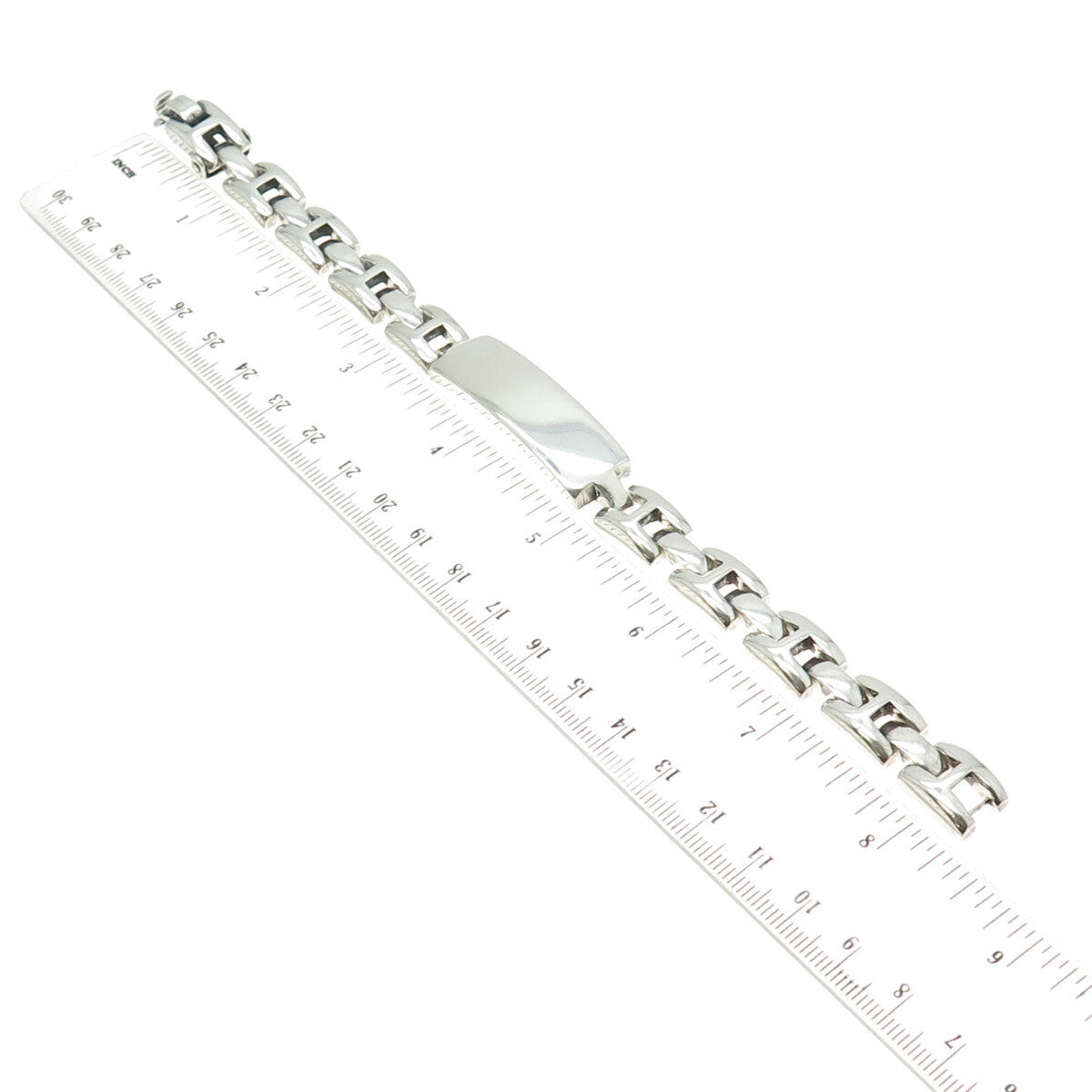 925 Sterling Silver Vintage ID Panther Link Heavy Bracelet 8" Pat. 138603
