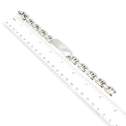 925 Sterling Silver Vintage ID Panther Link Heavy Bracelet 8" Pat. 138603