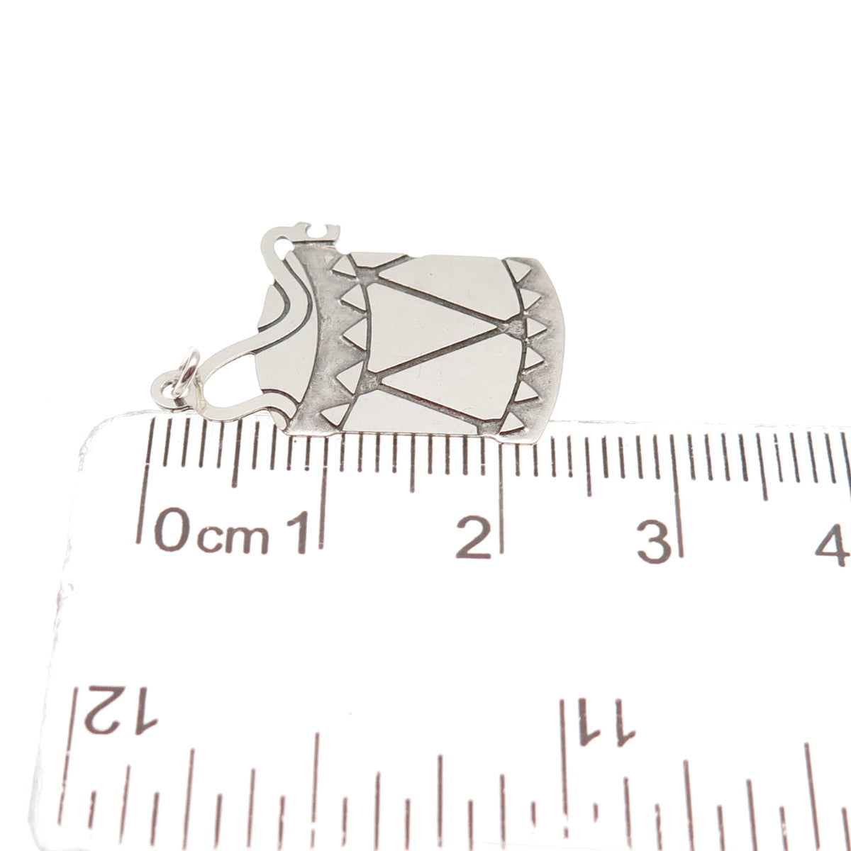 925 Sterling Silver Vintage Drum Tag Mini Charm Pendant