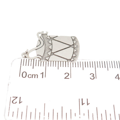 925 Sterling Silver Vintage Drum Tag Mini Charm Pendant