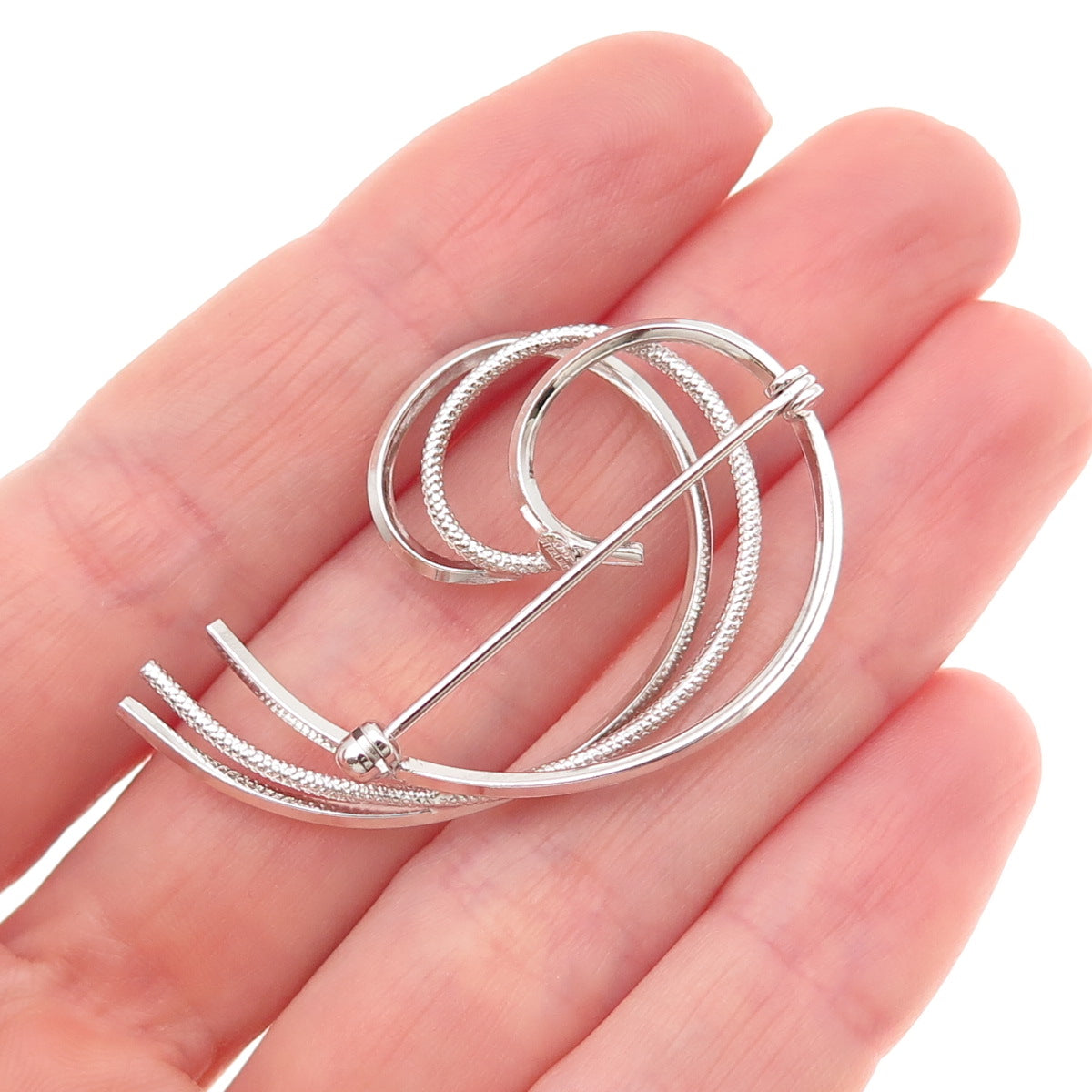 Van Dell 925 Sterling Silver Vintage Wave Pin Brooch