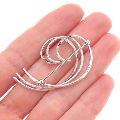 Van Dell 925 Sterling Silver Vintage Wave Pin Brooch