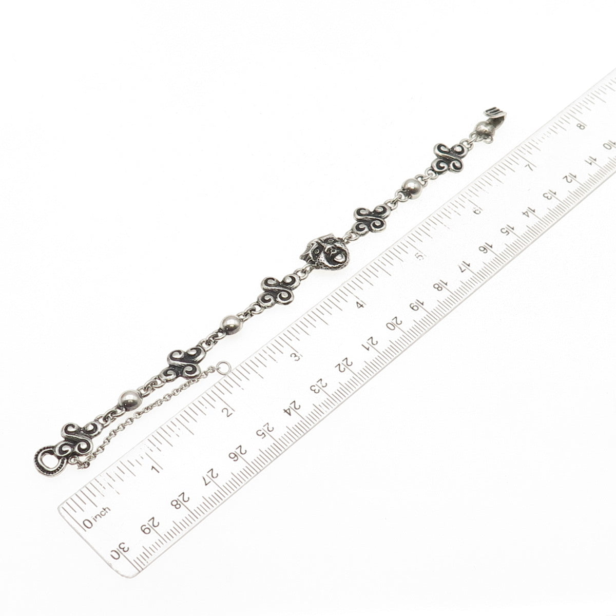 Henrik Moller 925 Sterling Silver Vintage Trondheim Mask Oxidized Bracelet 6.75"