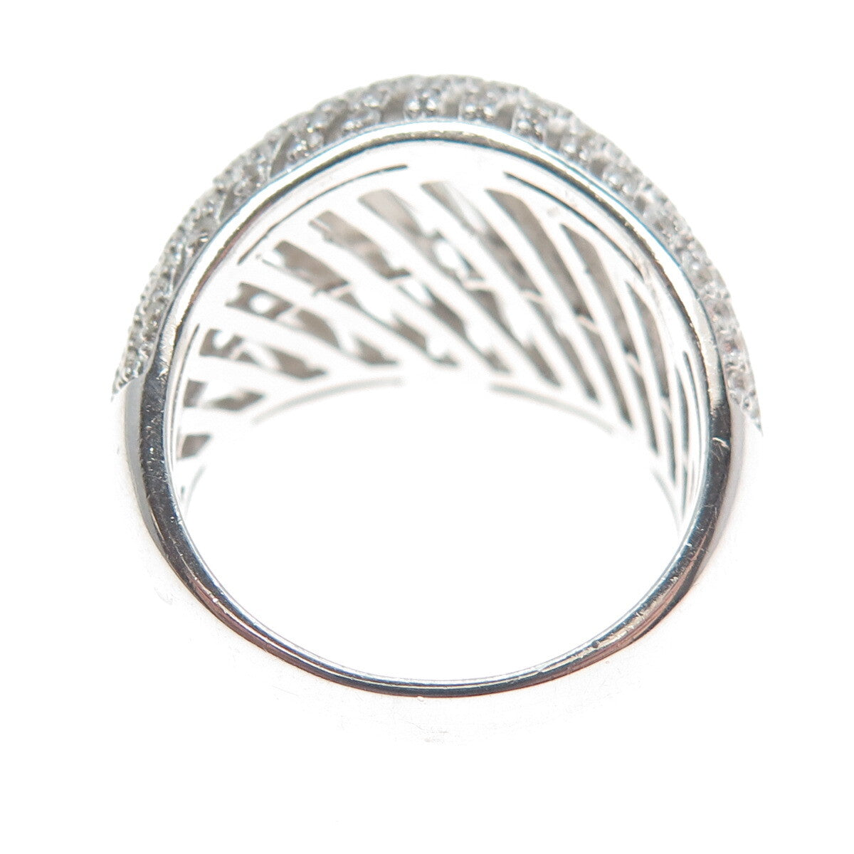 925 Sterling Silver Round-Cut C Z Sparkle Dome Ring Size 8.25