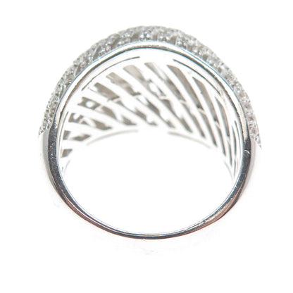 925 Sterling Silver Round-Cut C Z Sparkle Dome Ring Size 8.25