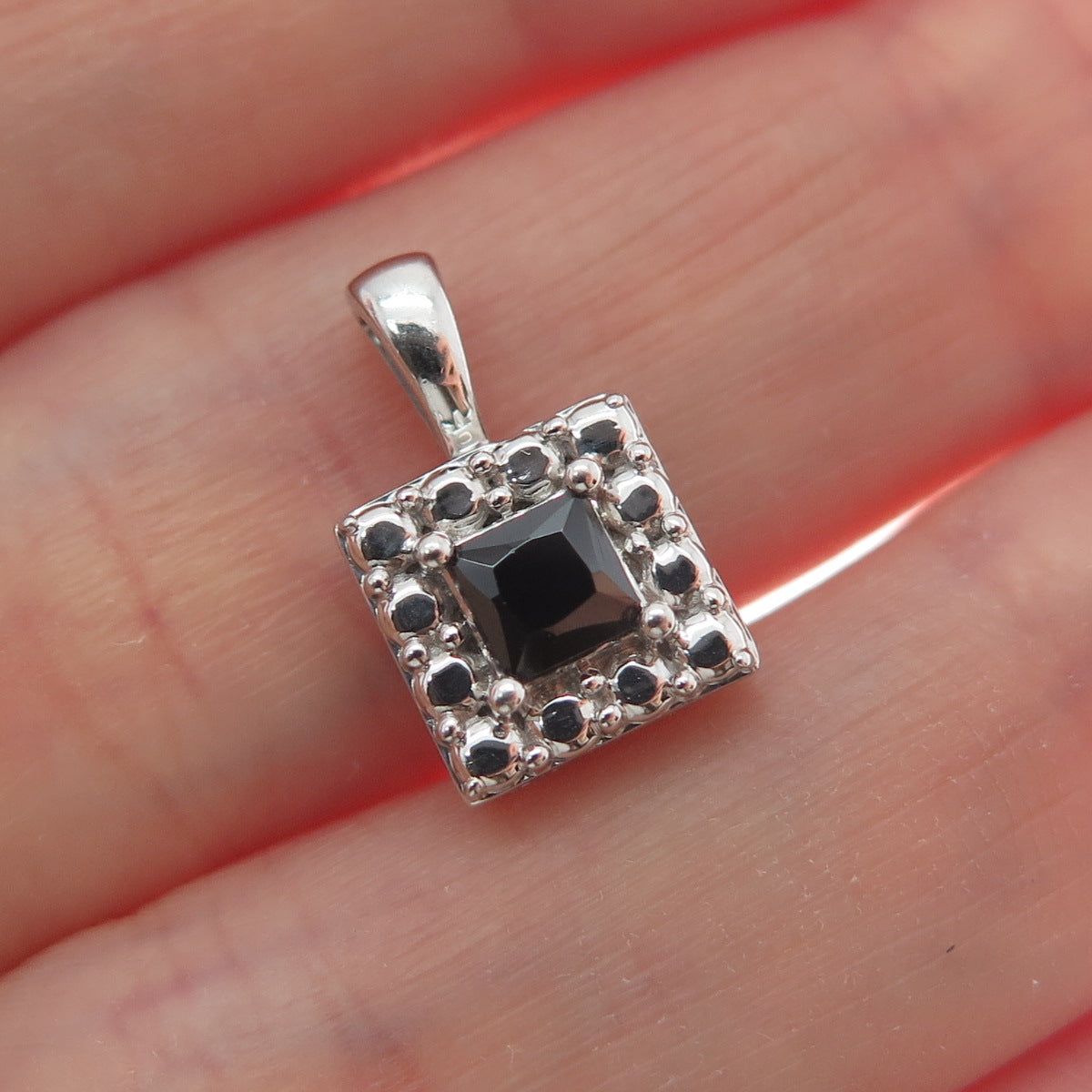 925 Sterling Silver Real Black Spinel Gemstone Minimalist Pendant