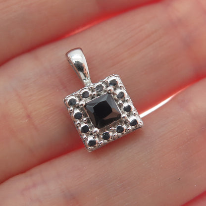 925 Sterling Silver Real Black Spinel Gemstone Minimalist Pendant