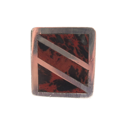925 Sterling Silver Vintage Mexico Real Red Jasper Statement Ring Size 9.5
