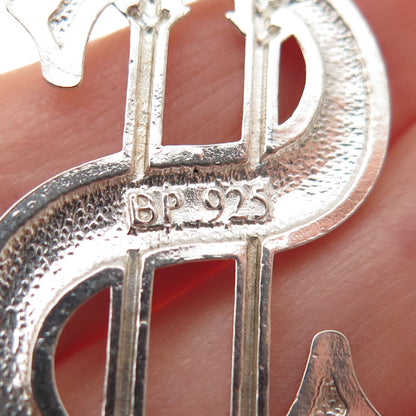 925 Sterling Silver Vintage Arrow Dollar Sign Charm Pendant