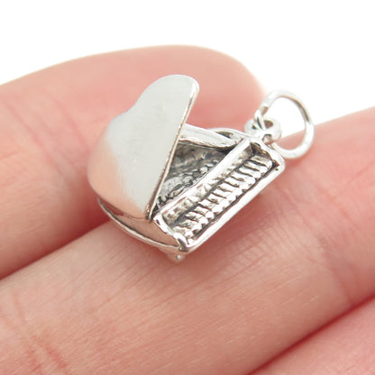 SUN WEST 925 Sterling Silver Vintage Grand Piano 3D Charm Pendant