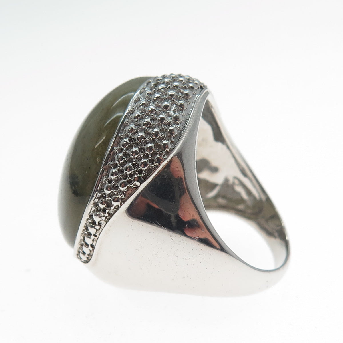 DSMK 925 Sterling Silver Real Labradorite Gemstone Ring Size 7.25