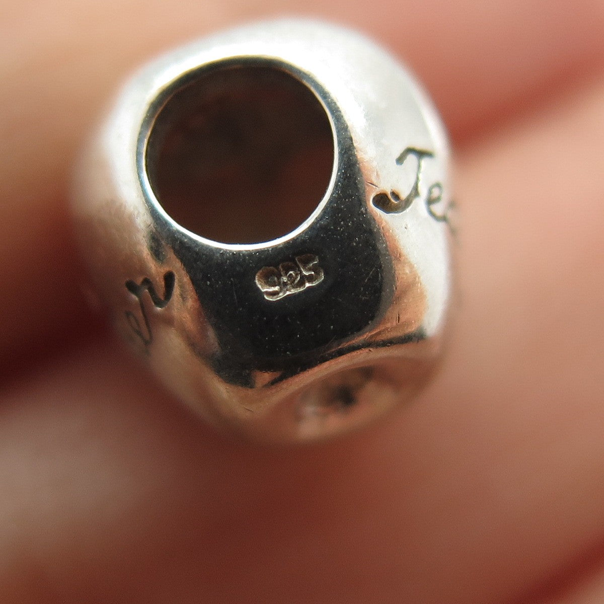 REFLECTION BEADS 925 Sterling Silver C Z #1 Teacher Apple Slide Bead Charm