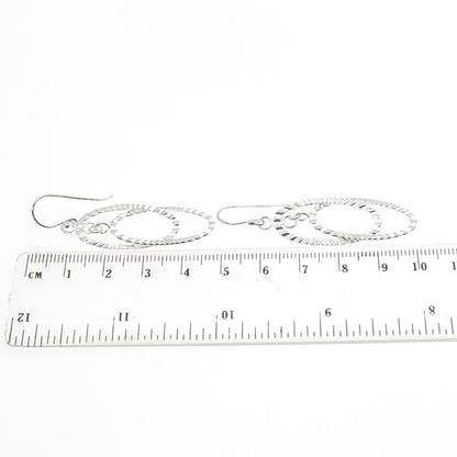 925 Sterling Silver Vintage Modernist Interlocked Dangling Earrings