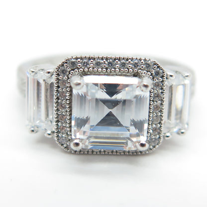 925 Sterling Silver Multi-Cut C Z Engagement Ring Size 7.25