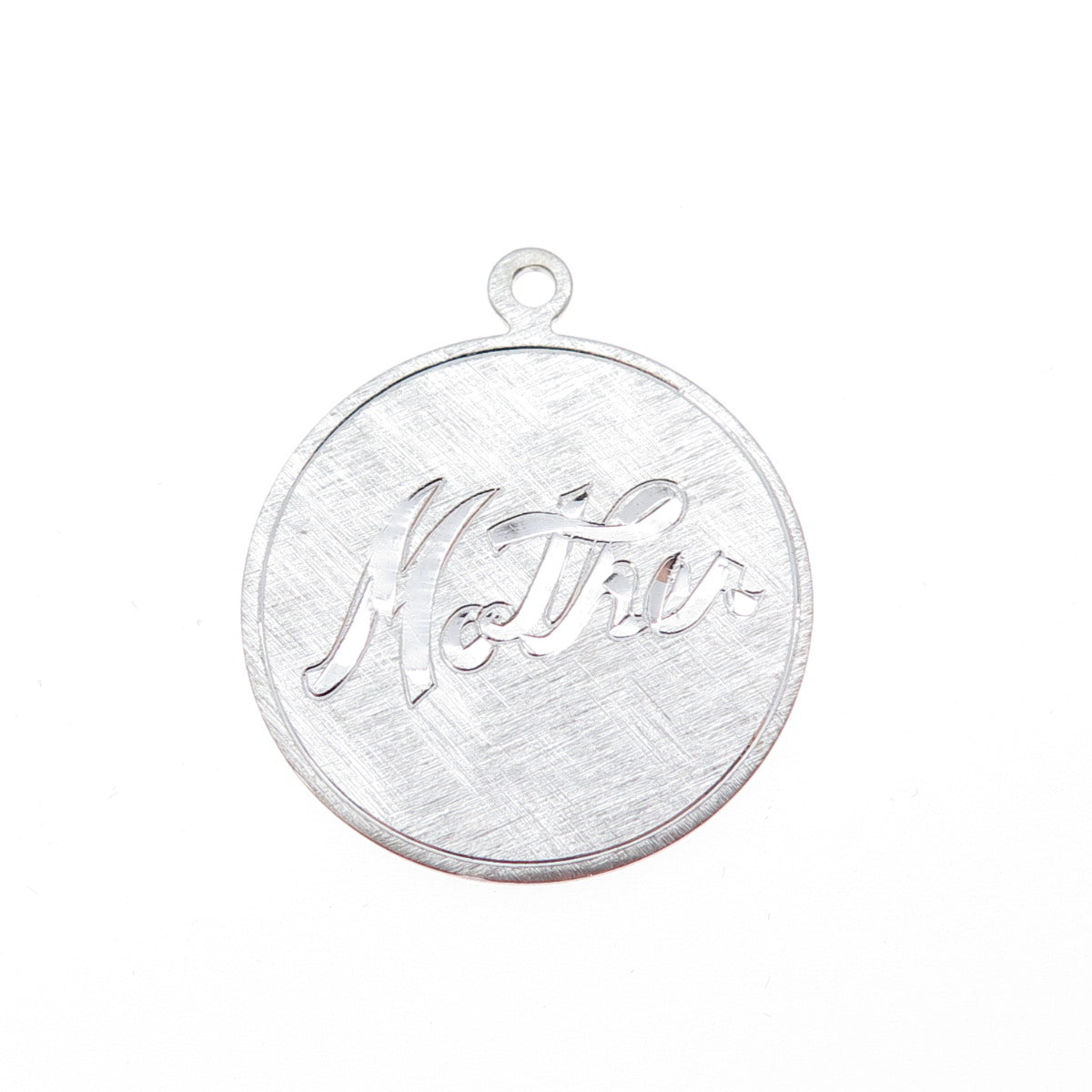 925 Sterling Silver Vintage Engraved Mother Round Tag Charm Pendant