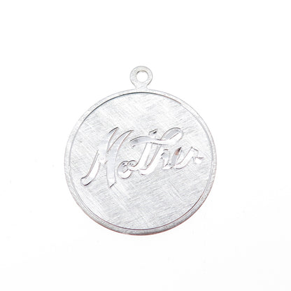 925 Sterling Silver Vintage Engraved Mother Round Tag Charm Pendant