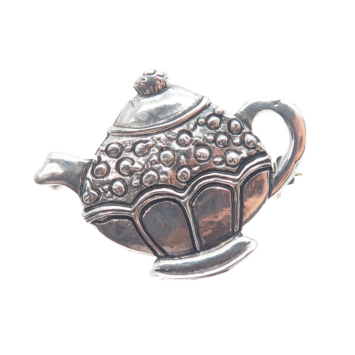 MARY ENGELBREIT 925 Sterling Silver Vintage Teapot Oxidized Pin Brooch
