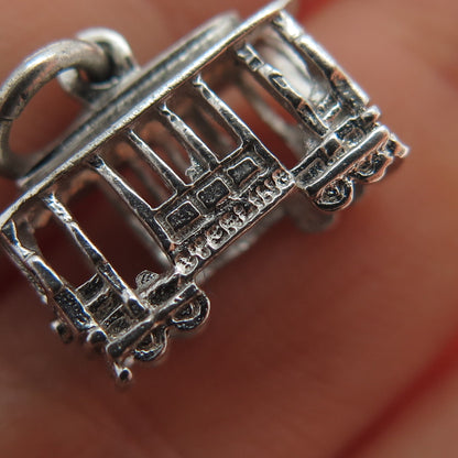 925 Sterling Silver Vintage Cable Car Minimalist 3D Charm Pendant