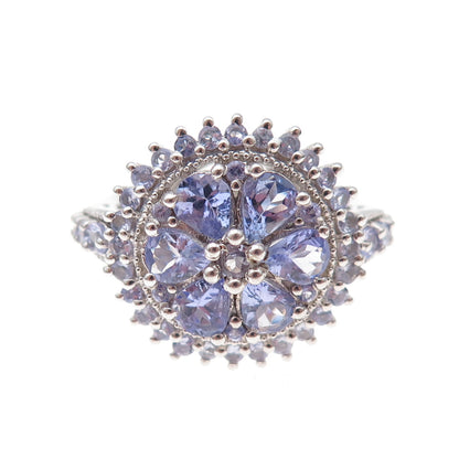 Chuck Clemency 925 Sterling Silver Real Multi-Cut Tanzanite Ring Size 8.25