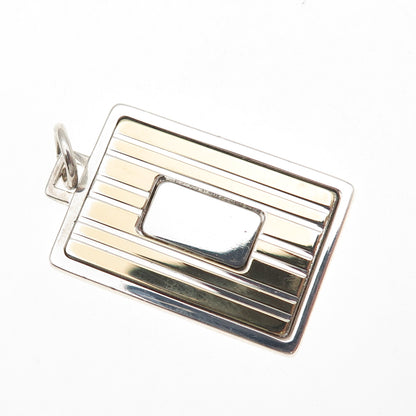 Anson 925 Sterling Silver 18K Gold Vintage Rectangle Tag Charm Pendant