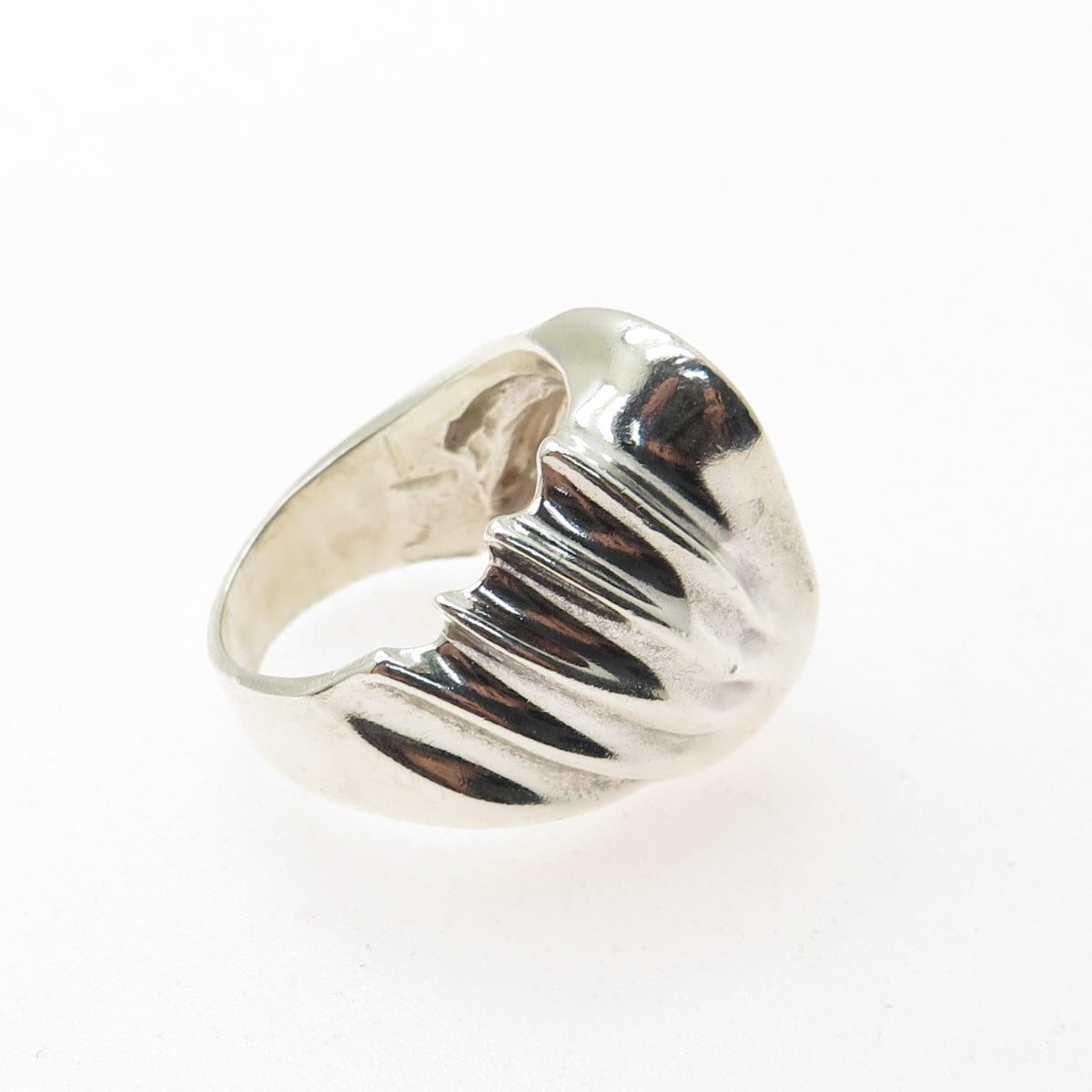 925 Sterling Silver Vintage Mexico Modernist Wavy Ring Size 8.75