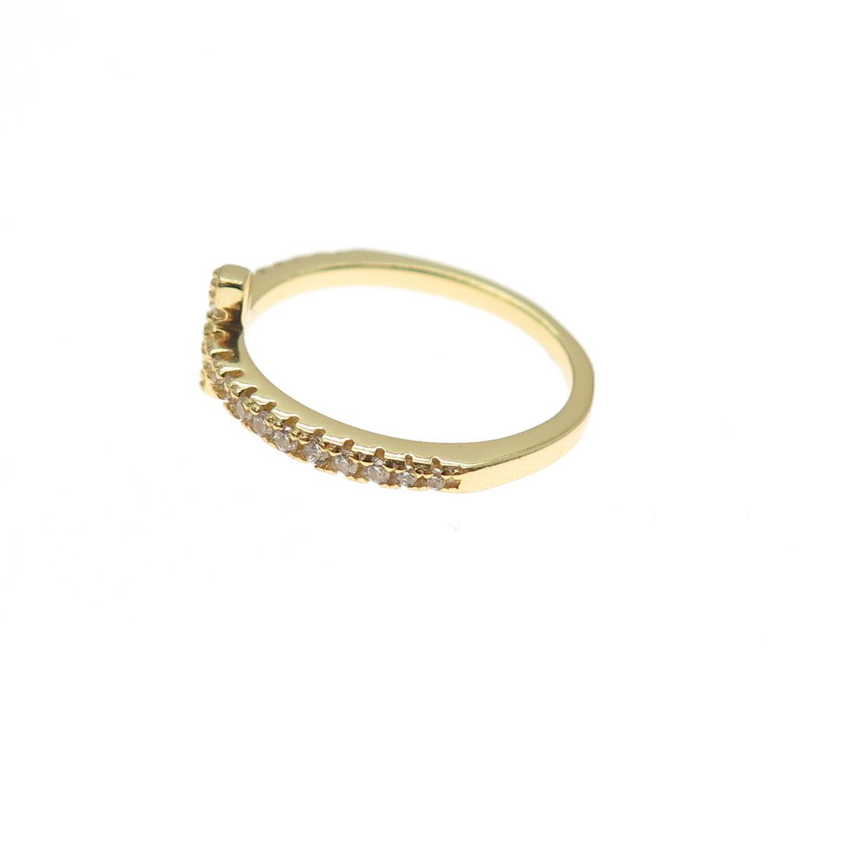 925 Sterling Silver Gold Plated Round-Cut C Z Cross Ring Size 4.75