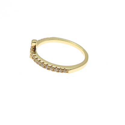 925 Sterling Silver Gold Plated Round-Cut C Z Cross Ring Size 4.75