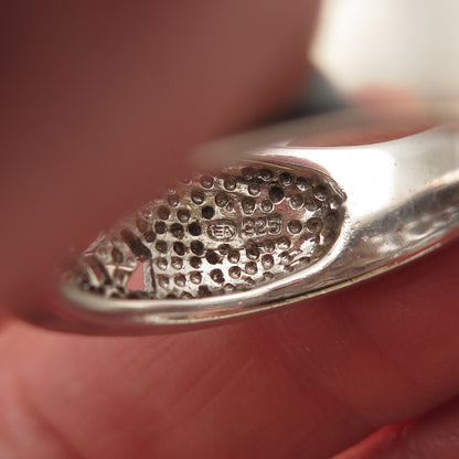 925 Sterling Silver Real Round-Cut Diamond Ornate Ring Size 8