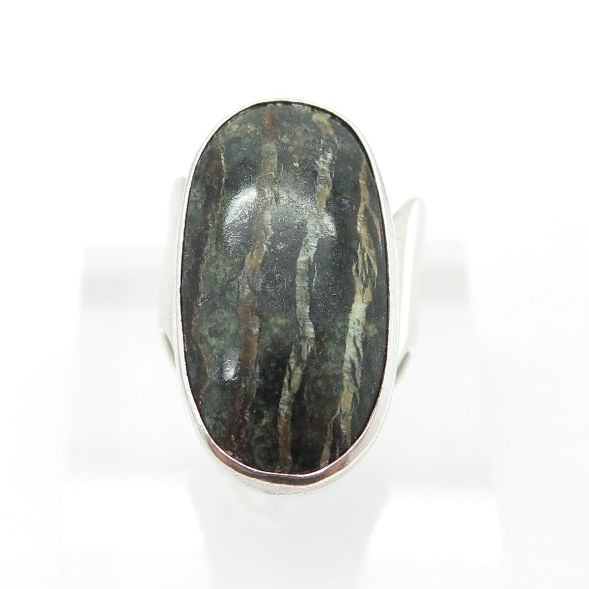 JAY KING DESERT ROSE 925 Sterling Silver Vintage Real Serpentine Ring Size 8