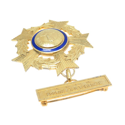 HUGUENIN Sterling Gold Plated Antique Ecuador Enamel Order Of Abdon Calderon