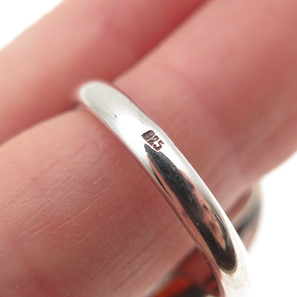 925 Sterling Silver Vintage Real Cabochon Amber Modernist Ring Size 8.5