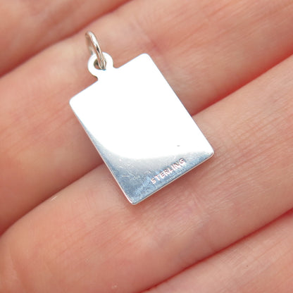 925 Sterling Silver Enamel I Stood On A Cliff & Shouted Minimalist Charm Pendant